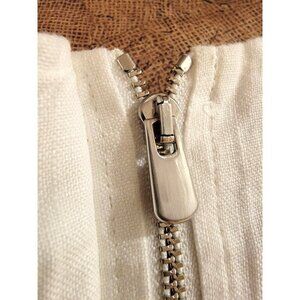 Chico's Alabaster 3/4 Sleeve Front Zip Linen Modern Shirt Jacket Size 3 USA 18